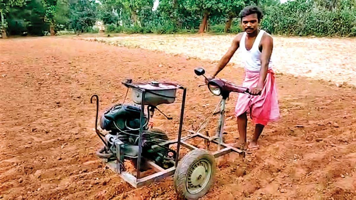 Jharkhand: Farmer’s jugaad turns scooter into plough