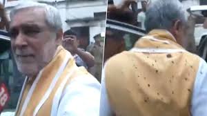 Ink Attack on Union Minister Ashwini Choubey Outside Government Hospital in Patna